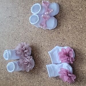 Infant girl socks 0-6month set of 3